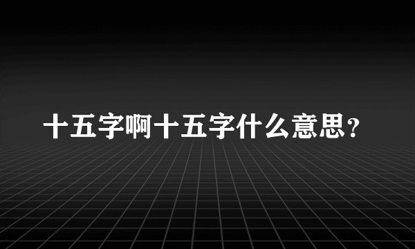 十五字啊十五字什么意思？