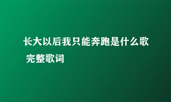 长大以后我只能奔跑是什么歌 完整歌词