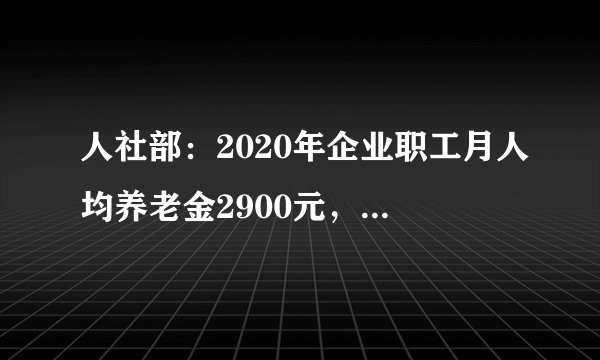 人社部：2020年企业职工月人均养老金2900元，2035年老年人口达4.2亿