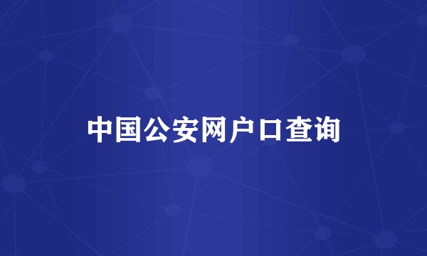 中国公安网户口查询