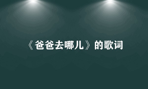 《爸爸去哪儿》的歌词
