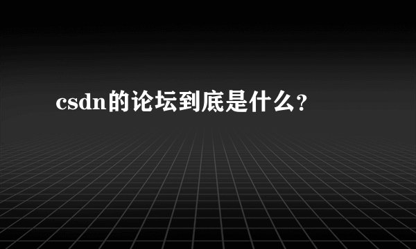 csdn的论坛到底是什么？