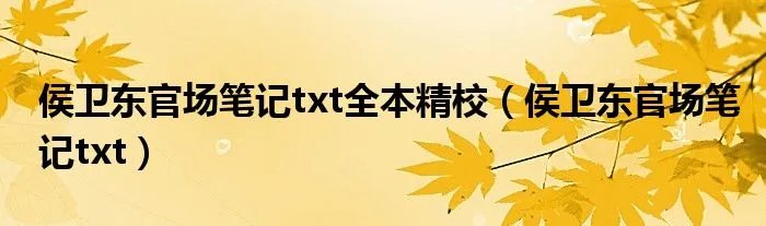 侯卫东官场笔记txt全本精校（侯卫东官场笔记txt）