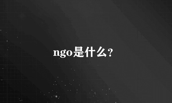 ngo是什么？