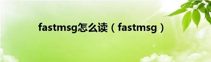 fastmsg怎么读（fastmsg）