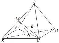 11．  如图，已知四棱锥S-ABCD，底面ABCD是边长为2的棱形，∠ABC=60°，侧面SAD为正三角形，侧面SAD⊥底面ABCD，M为侧棱SB的中点，E为线段AD的中点．  （Ⅰ）求证：SD∥平面MAC；  （Ⅱ）求证：SE⊥AC；  （Ⅲ）求三棱锥M-ABC的体积．