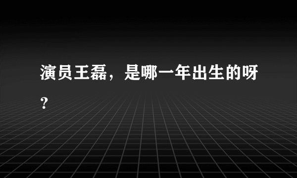 演员王磊，是哪一年出生的呀？