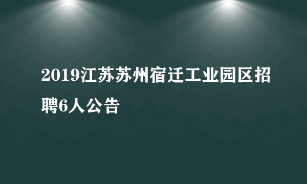 2019江苏苏州宿迁工业园区招聘6人公告