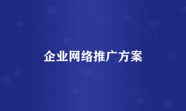企业网络推广方案
