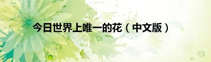 今日世界上唯一的花（中文版）
