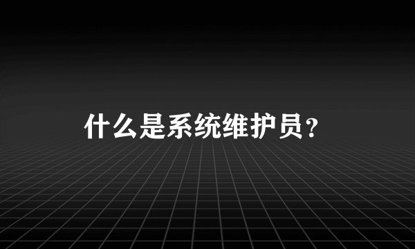 什么是系统维护员？