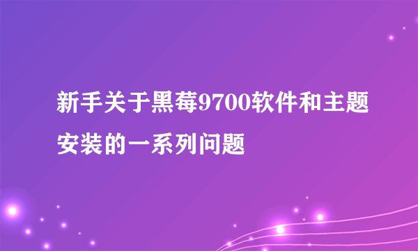 新手关于黑莓9700软件和主题安装的一系列问题