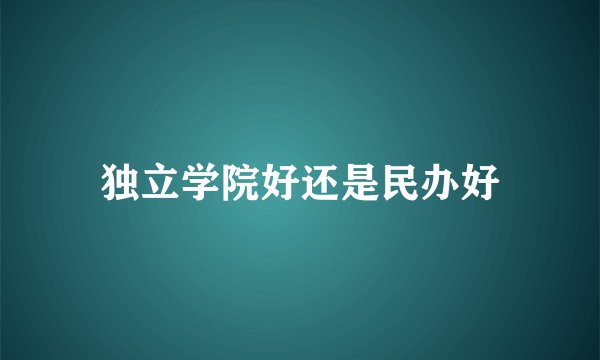 独立学院好还是民办好