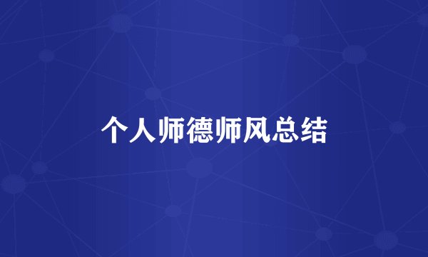 个人师德师风总结