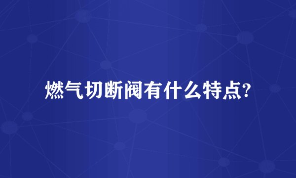 燃气切断阀有什么特点?