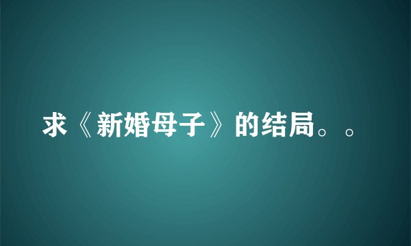 求《新婚母子》的结局。。