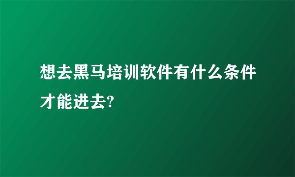 想去黑马培训软件有什么条件才能进去?