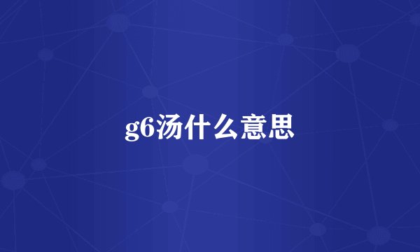 g6汤什么意思
