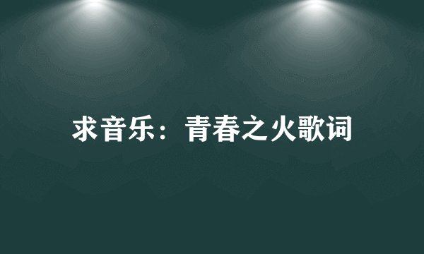 求音乐：青春之火歌词