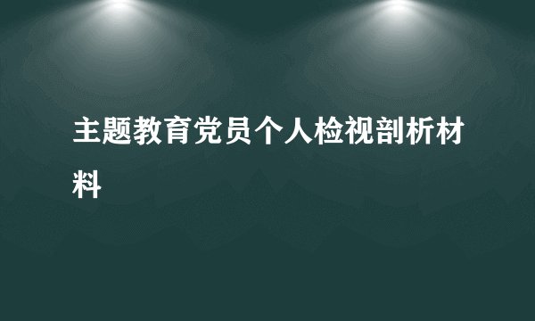 主题教育党员个人检视剖析材料