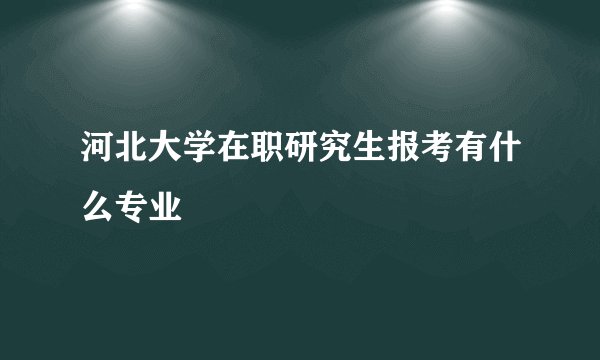 河北大学在职研究生报考有什么专业