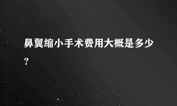 鼻翼缩小手术费用大概是多少？