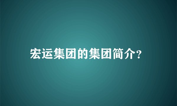 宏运集团的集团简介？
