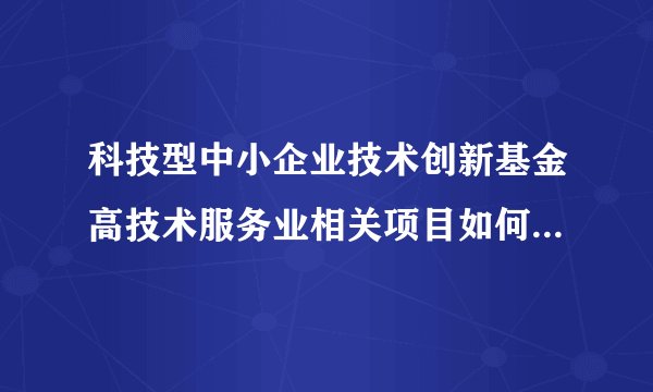 科技型中小企业技术创新基金高技术服务业相关项目如何写？最好有范文