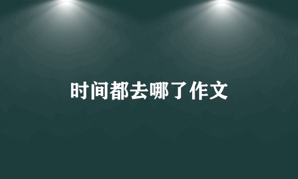 时间都去哪了作文