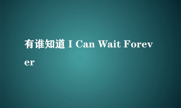 有谁知道 I Can Wait Forever