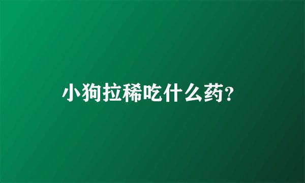 小狗拉稀吃什么药？
