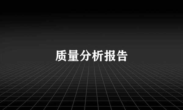质量分析报告