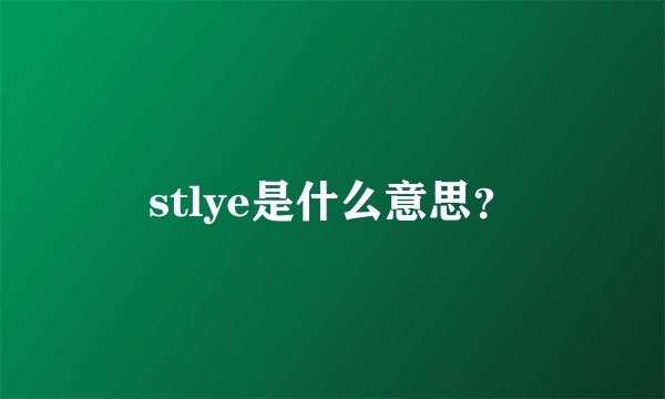 stlye是什么意思？