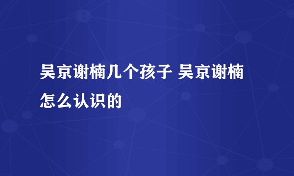 吴京谢楠几个孩子 吴京谢楠怎么认识的