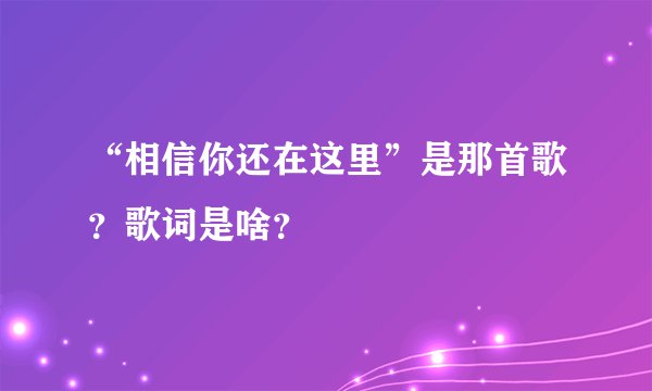 “相信你还在这里”是那首歌？歌词是啥？