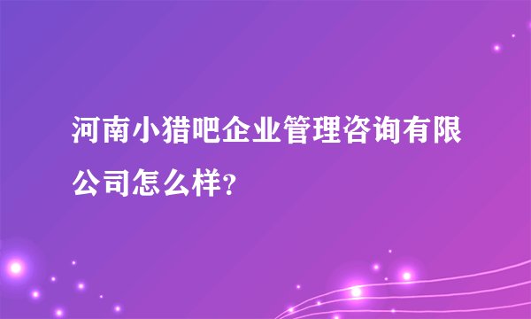河南小猎吧企业管理咨询有限公司怎么样？