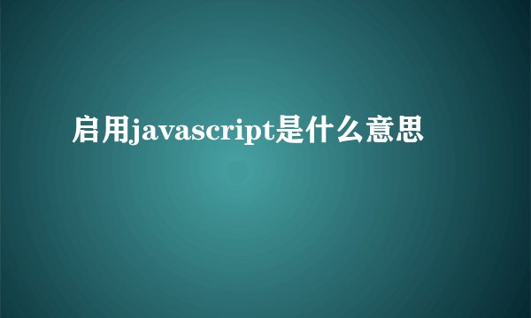 启用javascript是什么意思