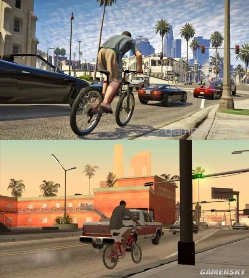 赛亚人大变身?《GTA5》和《GTA:SA》画面对比