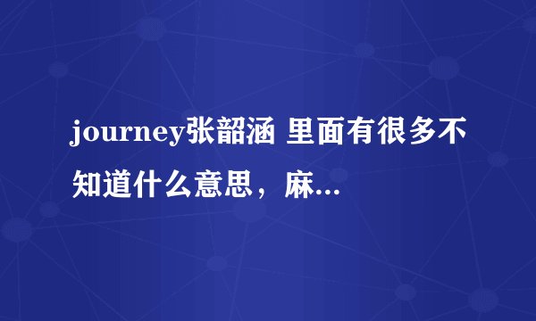 journey张韶涵 里面有很多不知道什么意思，麻烦哪个高手翻译一下谢谢