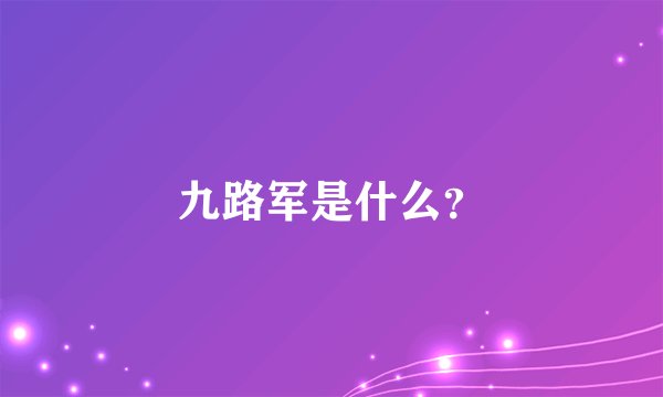 九路军是什么？