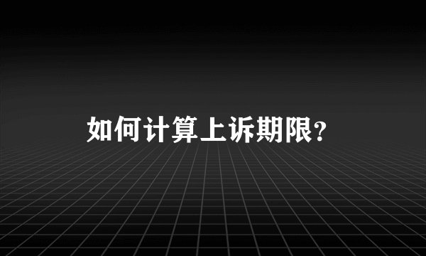 如何计算上诉期限？