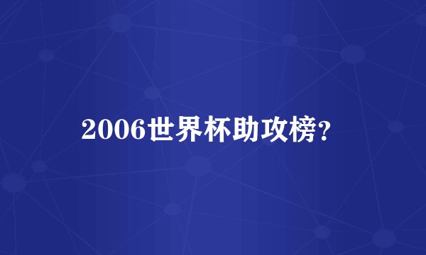 2006世界杯助攻榜？