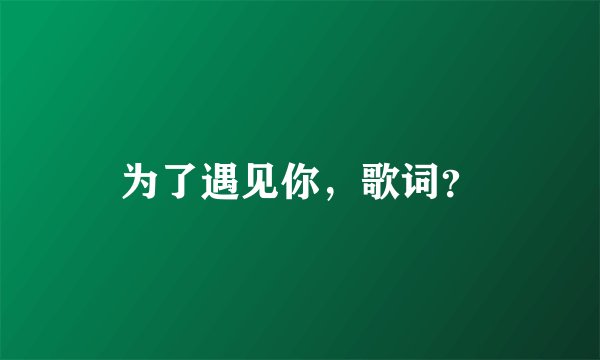 为了遇见你，歌词？