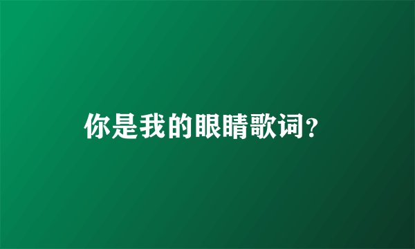 你是我的眼睛歌词？