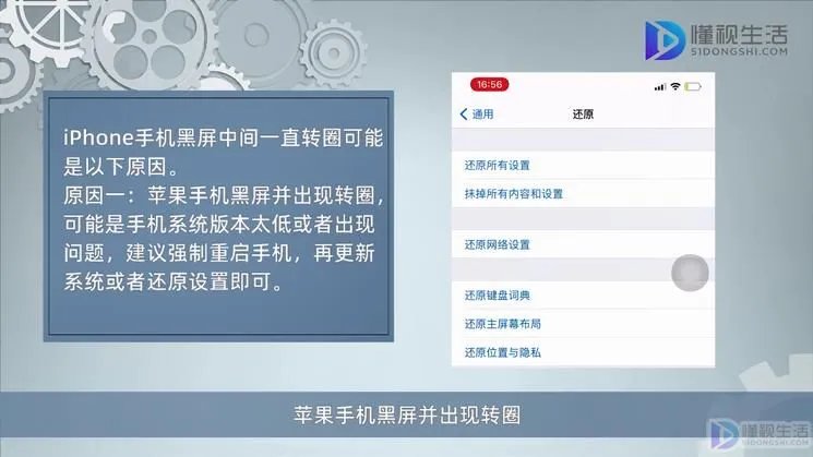 iphone手机黑屏中间一直转圈