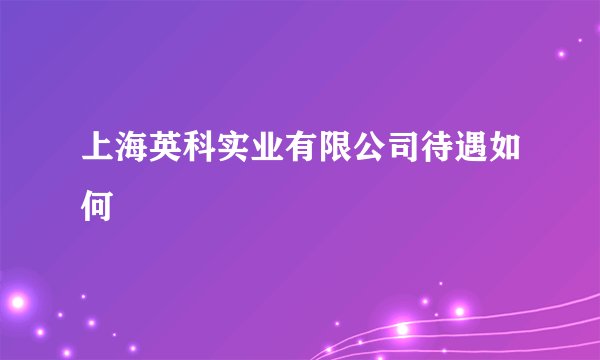 上海英科实业有限公司待遇如何