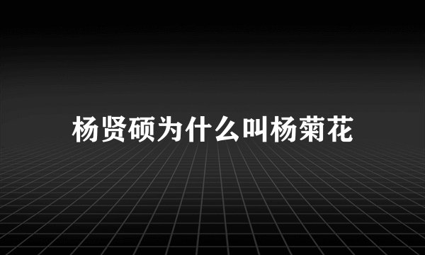 杨贤硕为什么叫杨菊花