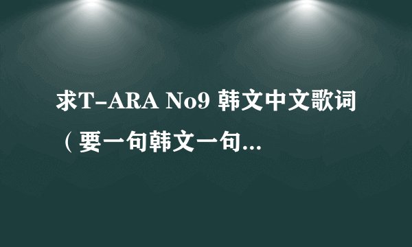 求T-ARA No9 韩文中文歌词（要一句韩文一句中文，一一对应的）