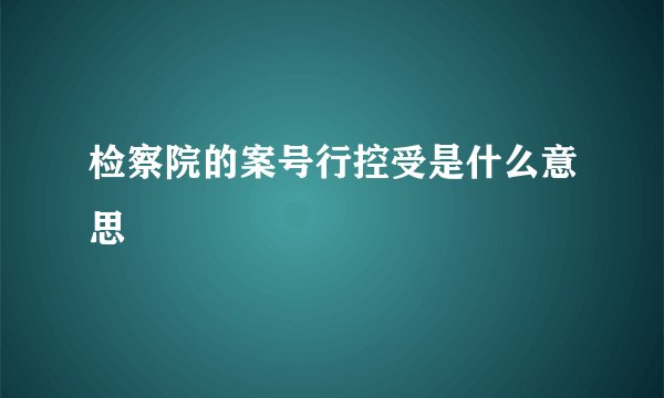 检察院的案号行控受是什么意思