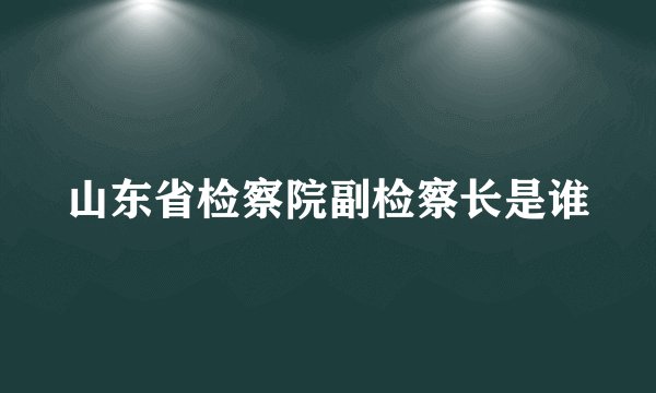 山东省检察院副检察长是谁